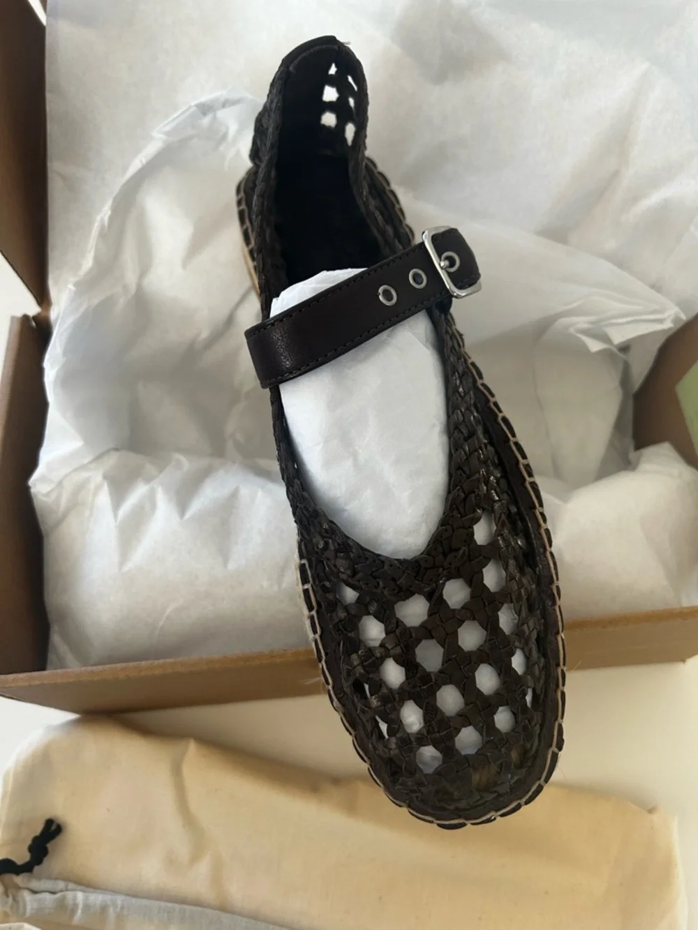 NIB • Madewell Remy Mary Jane Espareilles in Woven dark Carob - 6.5 - Picture 6 of 10